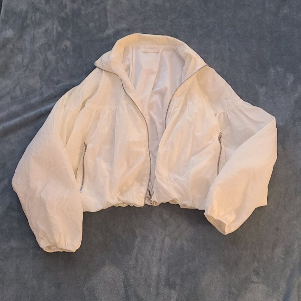 Girl's light puffy type inner-lined white jacket and/or windbreaker  Size S